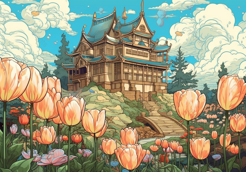 国潮建筑欧式风格背景,插画/手绘图,插画/手绘图库,插画/手绘图下载,插画/手绘